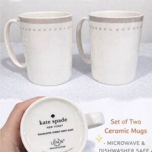 Kate Spade Cream and Gray Ceramic Mugs